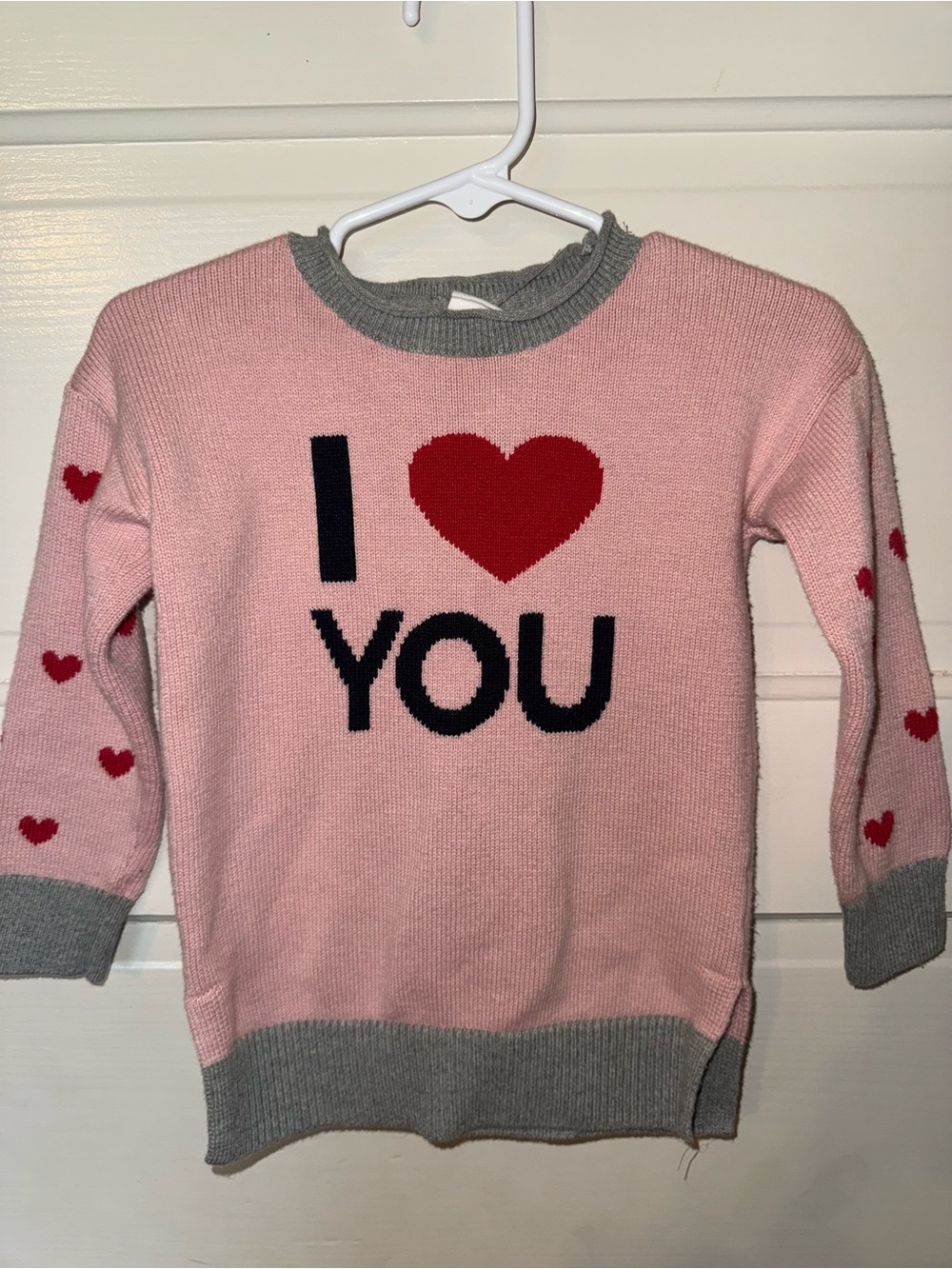 Baby Gap 2 Years - Girls Pink 'I Love You' Heart Knit Sweater